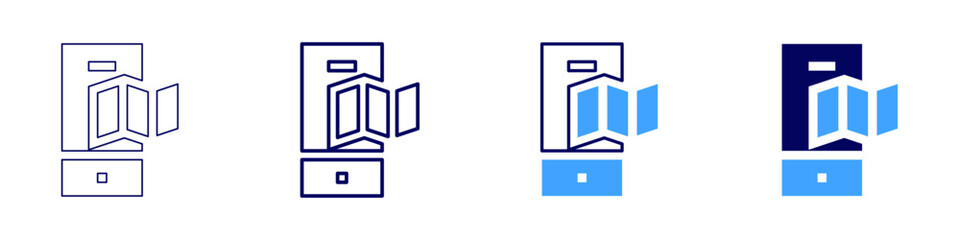 Map geolocation icon in 4 different styles. Thin Line, Line, Bold Line, Duotone. Duotone style. Editable stroke