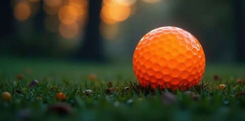 Bright orange Halloween golf ball, spooky design , spooky golf, spider