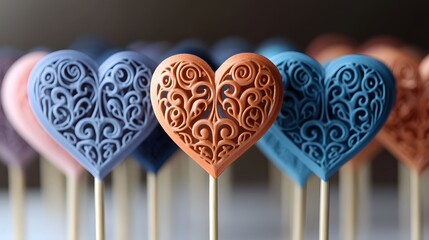 Stunning Handmade Heart Cupcake Toppers Featuring Eye-Catching Designs for Your Dessert Table at Special Events