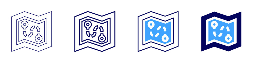 Map internet icon in 4 different styles. Thin Line, Line, Bold Line, Duotone. Duotone style. Editable stroke