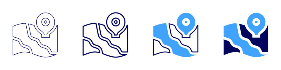 Map layers icon in 4 different styles. Thin Line, Line, Bold Line, Duotone. Duotone style. Editable stroke