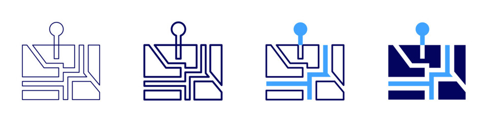 Map library system icon in 4 different styles. Thin Line, Line, Bold Line, Duotone. Duotone style. Editable stroke