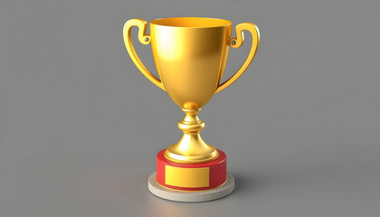 Trophy cup winner success champion icon sign or symbol 3d illustration, isometry. with white shades