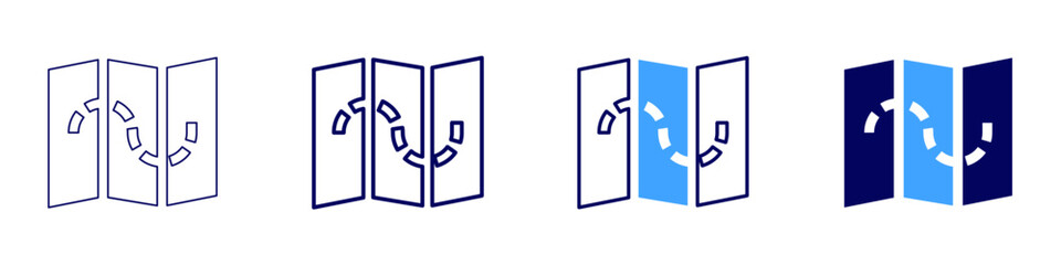 Map news icon in 4 different styles. Thin Line, Line, Bold Line, Duotone. Duotone style. Editable stroke