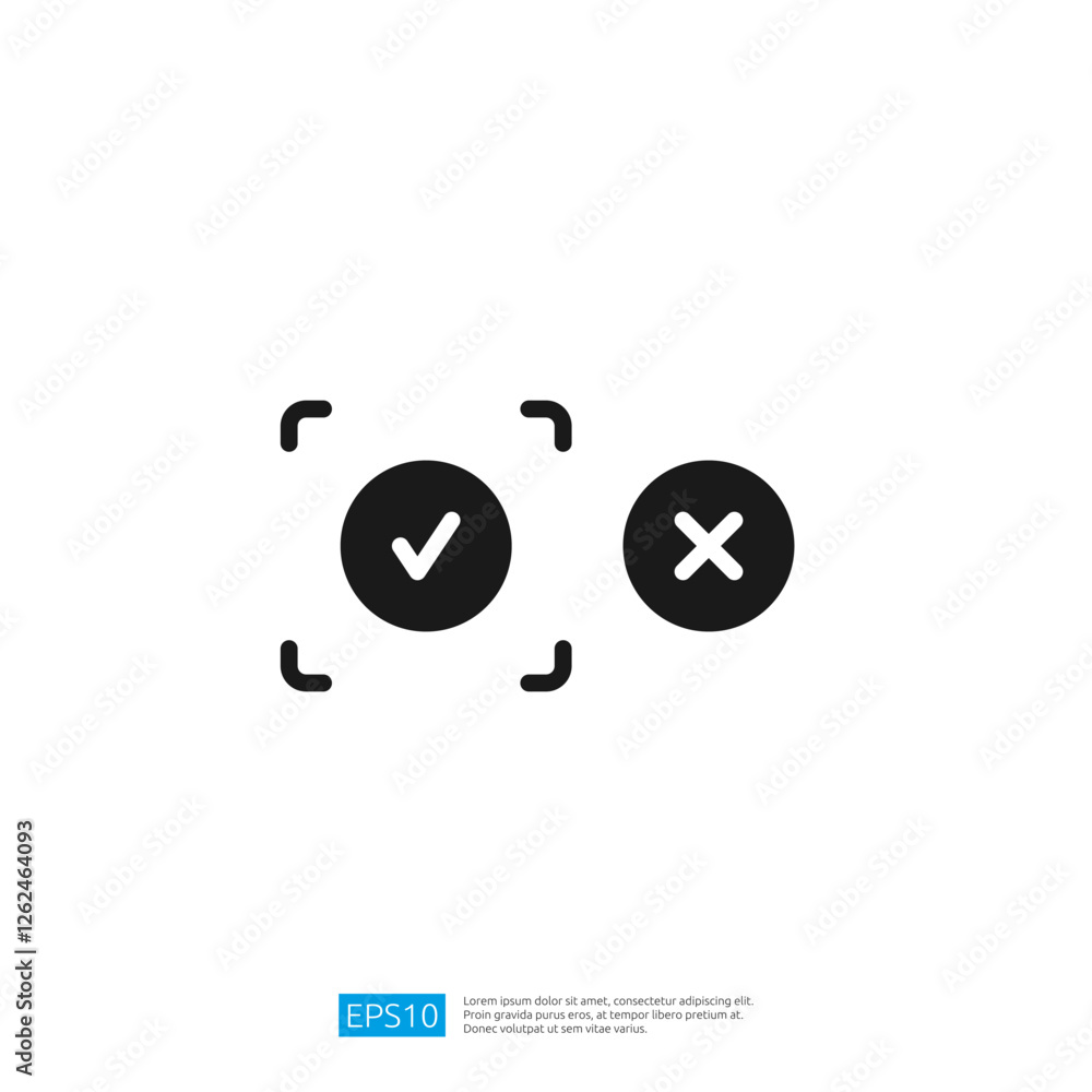 Poster the image features two symbols a checkmark inside a square and a cross, indicating approval and disa