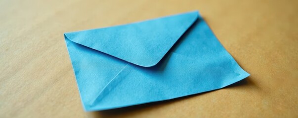 Close-up blue email sign held, textured paper background, card, mail, grunge