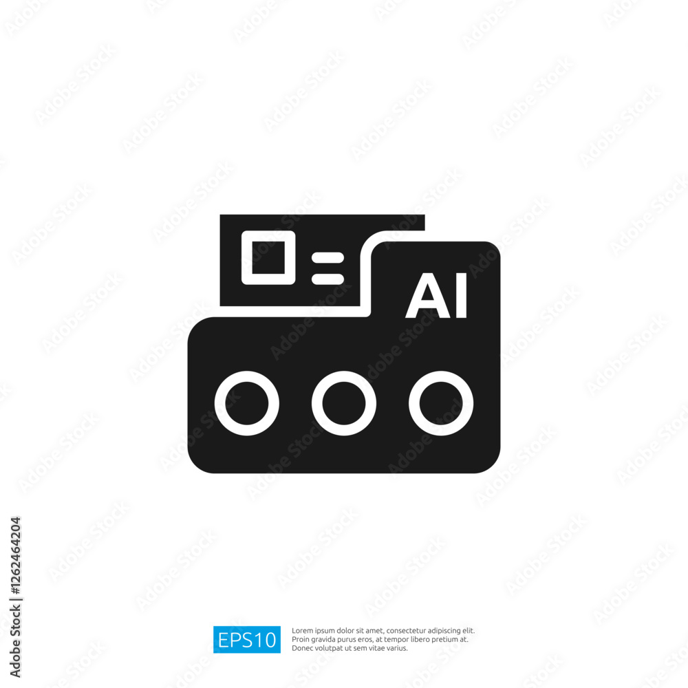 Poster a stylized graphic representation featuring the letters ai alongside a qr code and three circular el