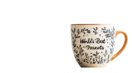 Parents Day PNG file featuring a mug with World's Best Parents text, isolated on white background