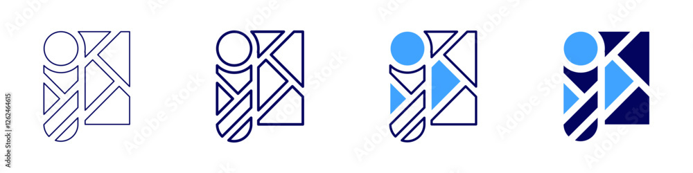 Poster map query icon in 4 different styles. thin line, line, bold line, duotone. duotone style. editable s