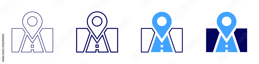 Poster map queries icon in 4 different styles. thin line, line, bold line, duotone. duotone style. editable