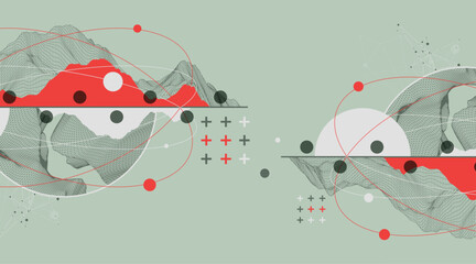 Trendy abstract wireframe background. Modern science or technology art elements. Surface illustration.