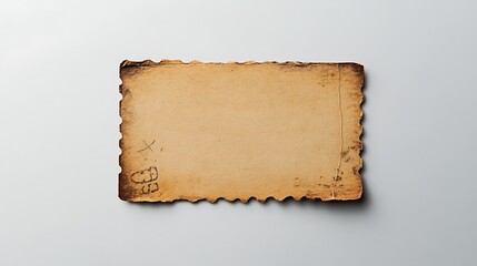 Old paper ticket placed on a clean white surface