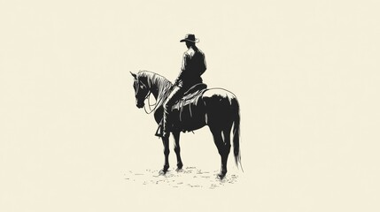Naklejka premium Cowboy horseback riding, plains background, western lifestyle