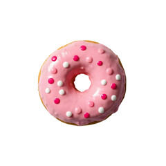 A Delicious Pink and White Polka Dot Donut on transparent background