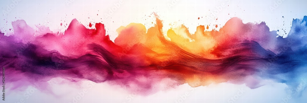 Poster vibrant watercolor strokes create flowing patterns of color blending in artistic display