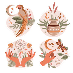 Boho style hand drawn mini composition set