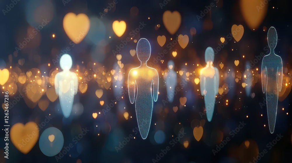 Aufkleber digital connection and love represented visually