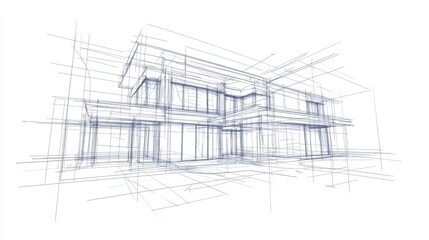 Fototapeta premium Modern house architectural blueprint design