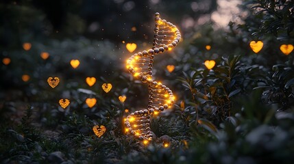 Glowing DNA Helix Surrounded by Radiant Wellness Icons Health Concept