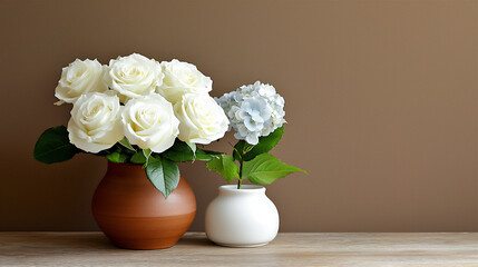  minimalist white rose and hydrangea bouquet