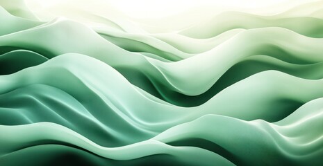 Obraz premium Abstract Green Waves: A Serene Digital Art Piece