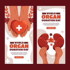 Hand drawn flat world organ donor vertical banner templates