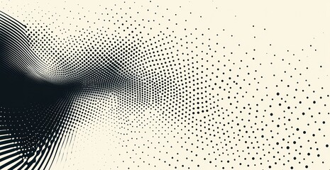 Abstract Halftone Swirl: A Black and White Vortex of Dots