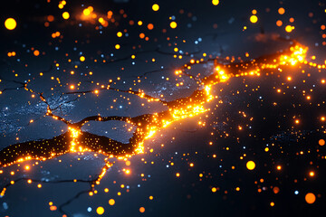 Obraz premium Cracked Ceramic with 3D Digital Grids - A Broken Surface Blending Ancient Ceramic Shards with Glowing Modern 3D Grids for a Fusion of Antiquity and Digital Innovation