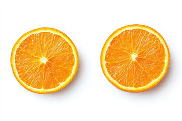Two juicy orange slices on white background a vibrant citrus fruit image
