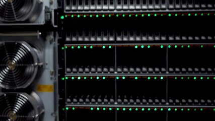 Modern Database Servers Server Room Rack. Hosting Data Center internet technology concept background - Powered by Adobe