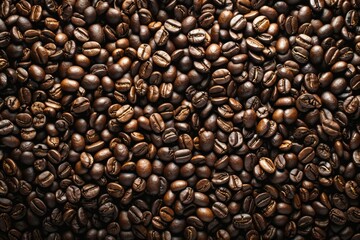 Fototapeta premium Big pile of fresh roasted coffee beans. Image illustrated food for advertisement