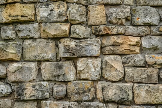 Old grey and brown stone wall. Detailed photo textured background - Powered by Adobe