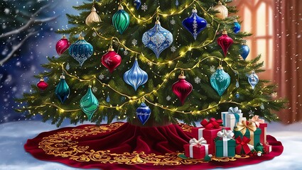 Vibrant and Colorful Illustration of a Magical Forest in Full Bloom isolated on transparent. PNG.