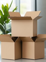 Stacked Open Cardboard Boxes Interior Natural Light Setting