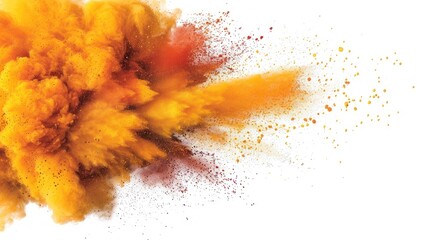 Explosion of Colorful Powder Creating Dynamic Visual Impact Against White Background