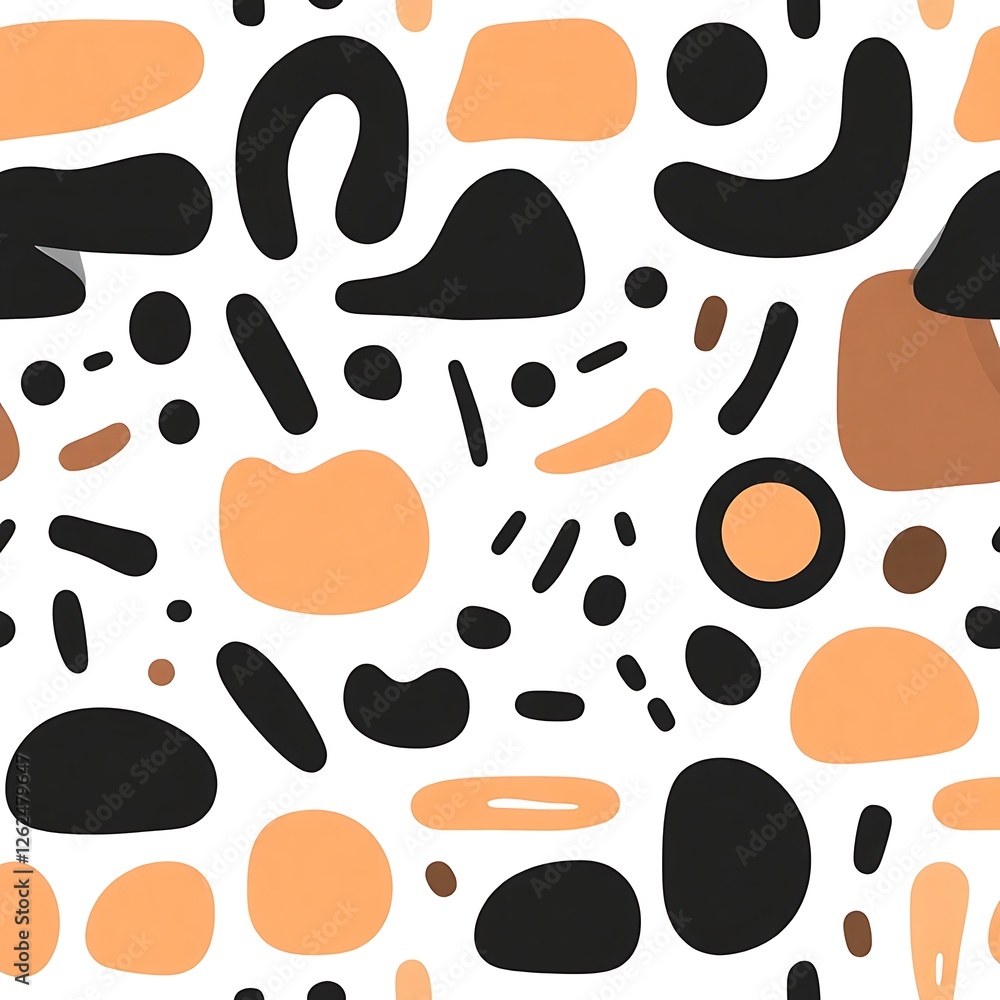 Poster abstract shapes and patterns: an artistic arrangement of abstract shapes in black and earth tone col