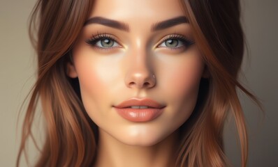 Close-up of a young woman with striking features