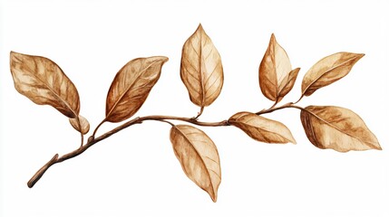 Watercolor Coffee Bean Plant - White Background