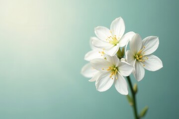 Fototapeta premium Delicate white flowers, simple cluster, clean backdrop , minimal, simple arrangement