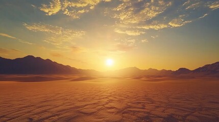 Fototapeta premium Desert sunset over mountains