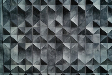 Abstract Geometric Pattern of Dark Gray Triangular Tiles on a Wall