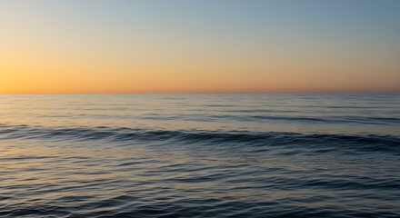 Fototapeta premium Calm sea under blue sky at sunrise, water line, sea surface. mock-up. product display, minimalist background