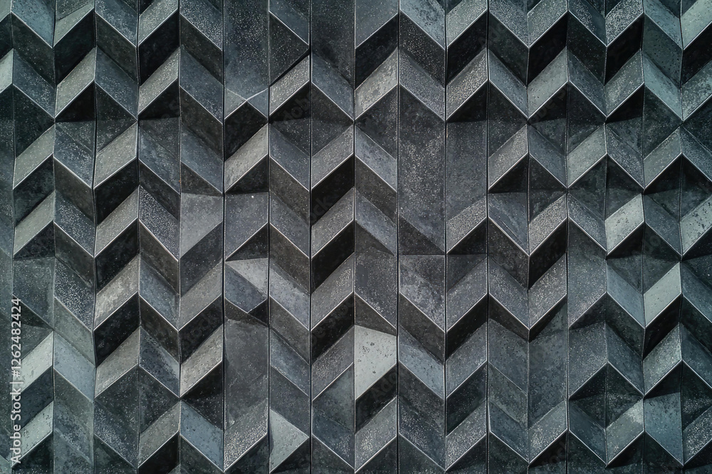 Poster abstract geometric dark grey concrete wall texture background with three dimensional blocks