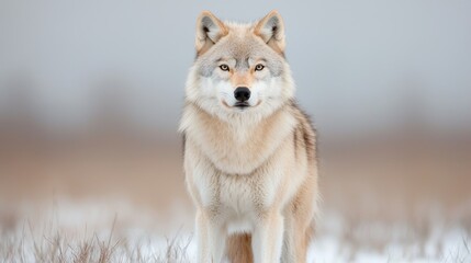 Obraz premium Gray Wolf Facing Forward in Winter Landscape