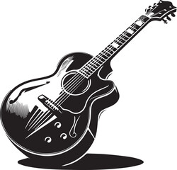 Naklejka premium An electric guitar with a sleek silhouettes vector style with white background
