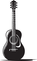 An electric guitar with a sleek silhouettes vector style with white background