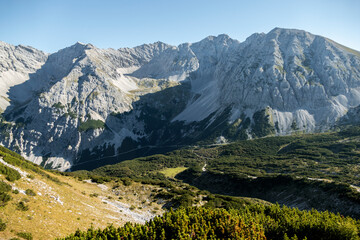 Goetheweg trail at Karwendel mountains on Karwendel Hohenweg, Austria