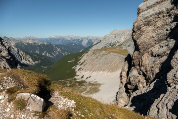 Goetheweg trail at Karwendel mountains on Karwendel Hohenweg, Austria