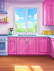 modern kitchen interior with colorful