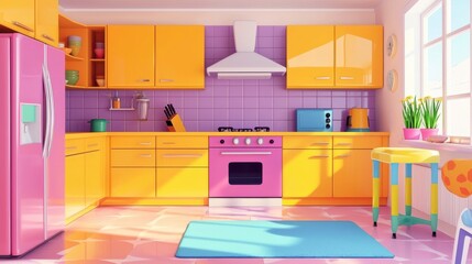 Fototapeta premium modern kitchen interior with colorful